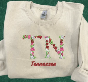 Tennessee state Pride Embroidered Sweatshirt, Tennessee Floral sweater - Picture 1 of 3