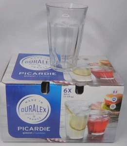 6 Duralex Picardie Clear Glass Highball Tumblers 17-5/8 oz 50cl / 5-3/4" France - Picture 1 of 3