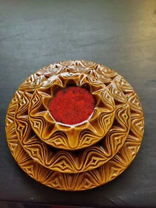 1968 MCD 9"/7"/5" USA Ashtray 3 Piece Nesting Set Brown Red Lava #950,951,&952 - Picture 1 of 9