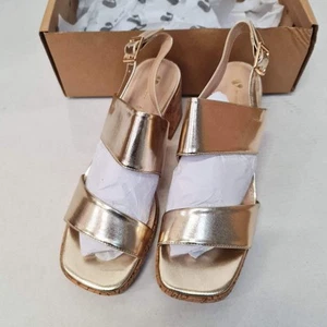 Sandalias V by Very para mujer con correas bloque heal Reino Unido 5/5E UE 38 - doradas - Imagen 1 de 12