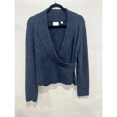 Anthropologie Women's Gray Wrap Sweater Knit Cardigan Size Medium Cozy Warm - Image 1 of 4
