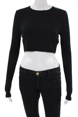 Camiseta Sunday Best Mujer Manga Larga Cuello Redondo Tejida Ribbed Negra Talla Mediana Foto 1 de 4