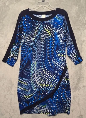 Vestido Chicos Mujer Talla 2 Azul Blanco Verde Geométrico Elastizado Tejido EE. UU. Mediano 12 Foto 1 de 4