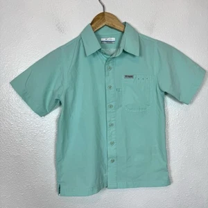 Columbia PFG Boys Small Button Up Shirt Mint Green Vented Omni Shade Fishing - Picture 1 of 9