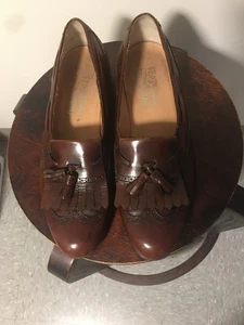 Salvatore Ferragamo Größe 10,5D braune Leder-Halbschuhe mit Quasten - Bild 1 von 8