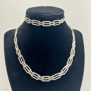 Set collana e bracciale catena slip link in oro sterling 950 e 18 carati - Foto 1 di 8