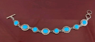 🔥 CAROLYN POLLACK RELIOS STERLING SILVER SLEEPING BEAUTY TURQUOISE BRACELET - Image 1 of 4