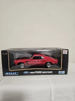 Ford Mustang 1969 Welly 1:18 rojo/negro Foto 1 de 3