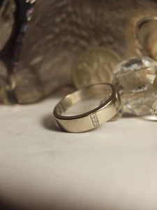 MHJ 9K WHITE GOLD NATURAL DIAMOND WEDDER RING -  READ DESCRIPTION ! - Bild 1 von 10