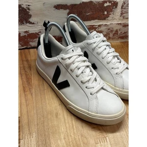 VEJA Campo Sneakers White Leather Black Logo Women US 6 Size Casual Comfort - Picture 1 of 14