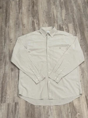 Camisa Lacoste Ligera LS Con Botones Para Hombre Talla 42 Tostado Rayas Verticales Foto 1 de 4