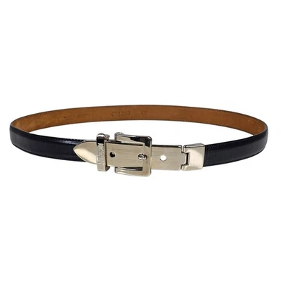 Vintage Moschino Womens Black Navy Check Leather Belt Size IT 42 / XS - Image 1 of 4