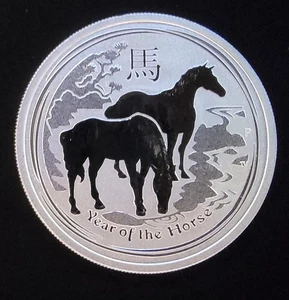 2014 Year Of Horse Zodiac Australia PerthMint Lunar-0.999 Silver 0.5 Oz Art Coin - Picture 1 of 4