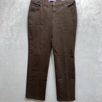 Pantalones cortos para mujer Gloria Vanderbilt Amanda calce recto 14 marrón elástico Foto 1 de 4