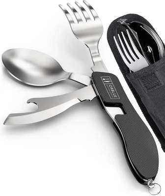 4-In-1 Camping Eating Utensils, 2-Pack - Portable Spoon, Fork, Knife & Bottle Op - Image 1 of 4