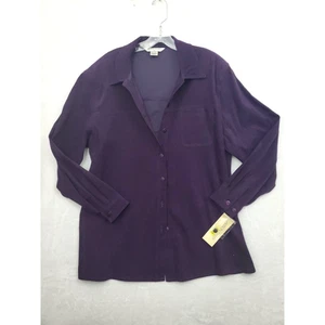Allison Daley II Womens Button Up Shirt Jacket 20W Purple Long Sleeve Collared - Picture 1 of 8