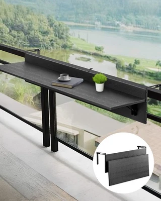 Balcony Hanging Table 12 x 48 in Outdoor Patio Railing Bar Table Foldable - Image 1 of 4