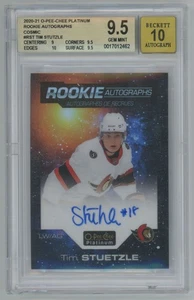 2020-21 O-PEE-CHEE OPC PLATINUM Tim Stutzle RC ROOKIE AUTO COSMIC /75 BGS 9.5 - Picture 1 of 2