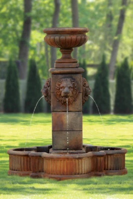 58"  MILANO URN LION FOUNTAIN outdoor cement - Image 1 of 3
