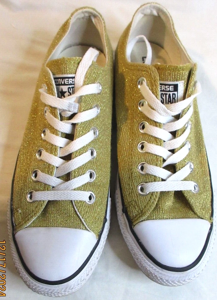 RARE~CONVERSE ALL STAR~GOLD MESH MATERIAL UPPER~SIZE 7.5 - Image 1 of 4