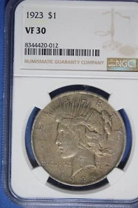 1923 NGC VF30 PEACE SILVER DOLLAR #B49704 - Picture 1 of 2