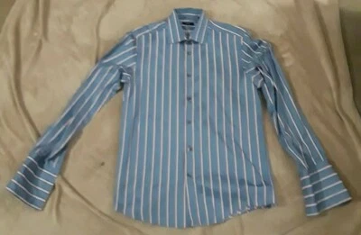 Camisa de algodón con botones Hugo Boss 42/16 azul rosa a rayas Foto 1 de 4