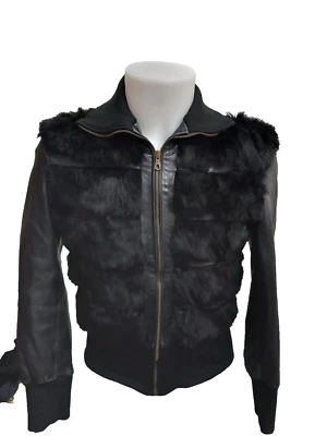 High Fashion Leather Jacket Used Women Size 42 Black XXC028L - Image 1 of 4