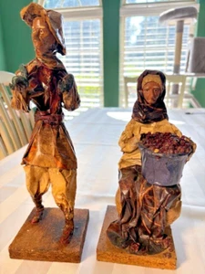 Pair of Vintage Mexican Folk Art Paper Mache Figurines 12" - Picture 1 of 7