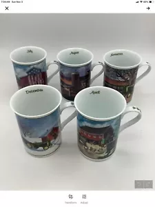 John Deere Farm Year Mugs, Danbury Mint, Porcelain Set Of 5 - Picture 1 of 10