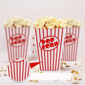 Pop Corn Boxes Cinema Food Party Treat Cardboard Tray Popcorn Holders Container - Picture 1 of 13