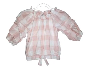 Habitual Big Girl's Gingham Peach/Pink & White Size 12 Joyce Blouse - Picture 1 of 6