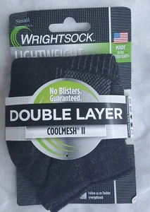 Wrightsock Coolmesh II Sock Women's S 4-6 Black Low Cut  Walk Run Bike Hike NEW - Afbeelding 1 van 5