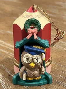 Vintage Lustre Fame Owl Merry Christmas Teacher Pencil Graduation Tree Ornament - Picture 1 of 11
