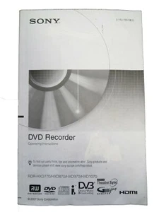 Sony Owner User Manual Guide Book Instruction for DVD Recorder RDR-HXD870 HXD970 - Picture 1 of 1