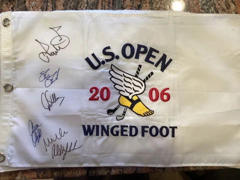 2006 U.S Open (Winged Foot) Autographed Pin Flag (Embroidered) Mickelson Cover