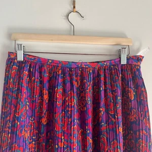 Gonna plissettata plissettata vintage country casual blu arancione rosso UK 12 occasioni - Foto 1 di 11