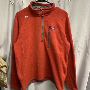 Patagonia Sweater Adult Medium Orange Long Sleeve  1/4 Zip Pocket Mens