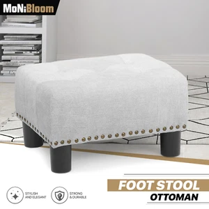 15" Gray Ottoman Tufted Poufs Bench Rectangular Upholstered Lift Top Footstool - Picture 1 of 10
