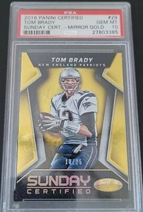 2016 Panini Sunday Certified Mirror GOLD /25  POP 1 TOM BRADY PSA 10 GEM MINT - Picture 1 of 6