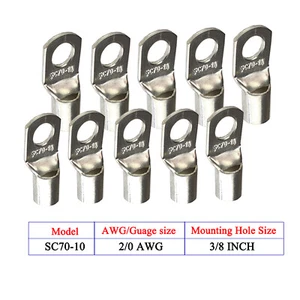 12x CS70-10 Battery Cable Lugs Copper Ring Terminal 2/0 AWG Gauge Wire Connector - Picture 1 of 11