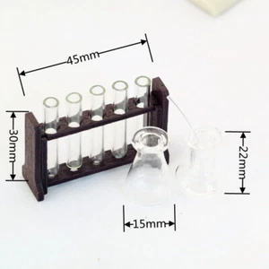 1SET 1:12 Scale Dollhouse Beaker Test Tube Rack Laboratory Miniature Accessories - Picture 1 of 8