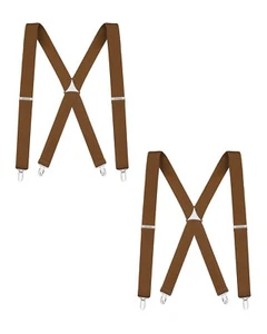 Buyless Fashion 2 Pack Suspenders Men - 48" Elastic Adjustable Straps 1 1/4" - X - Picture 1 of 119