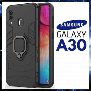 COVER PER SAMSUNG GALAXY A30 CUSTODIA ANTIURTO RIGIDA MAGNETICA ARMOR RING NERA - Foto 1 di 4