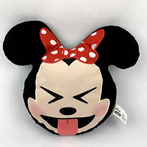 Disney Emoji Minnie Maus Kissen Plüsch Zunge heraus schielendes Gesicht 12 x 13 - Bild 1 von 12