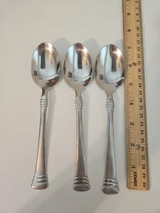 SET OF 3  CAMBRIDGE CODIE OVAL SOUP SERVING SPOONS  STAINLESS PRE-OWNED  - Picture 1 of 6