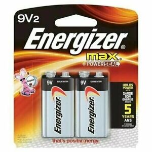 2 Energizer Max 9V 9 Volt E522 Alkaline Battery