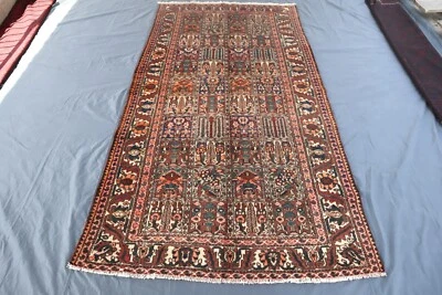 Tapete oriental afegão vintage Bakhtiyari 5x10 pés feito à mão, tapete de corredor grande - Imagem 1 de 4