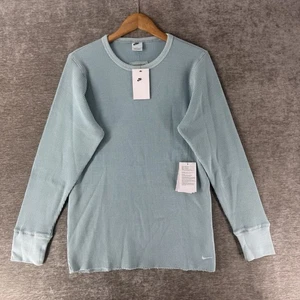 Nike Life Heavyweight Waffle Thermal Long Sleeve Flat Blue Mens Large FZ6579-422 - Picture 1 of 8