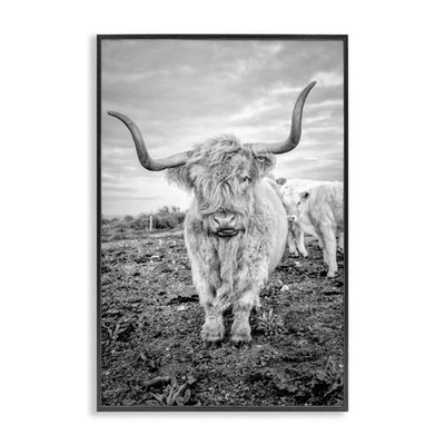 Diseño de arte en giclee enmarcado familia de becerro Longhorn por Jasper Huish Foto 1 de 4