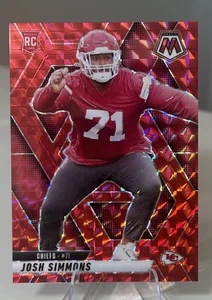 Mosaico Panini 2025 Josh Simmons #398 mosaico rojo Prizm Chiefs combinación de colores (RC) - Imagen 1 de 2